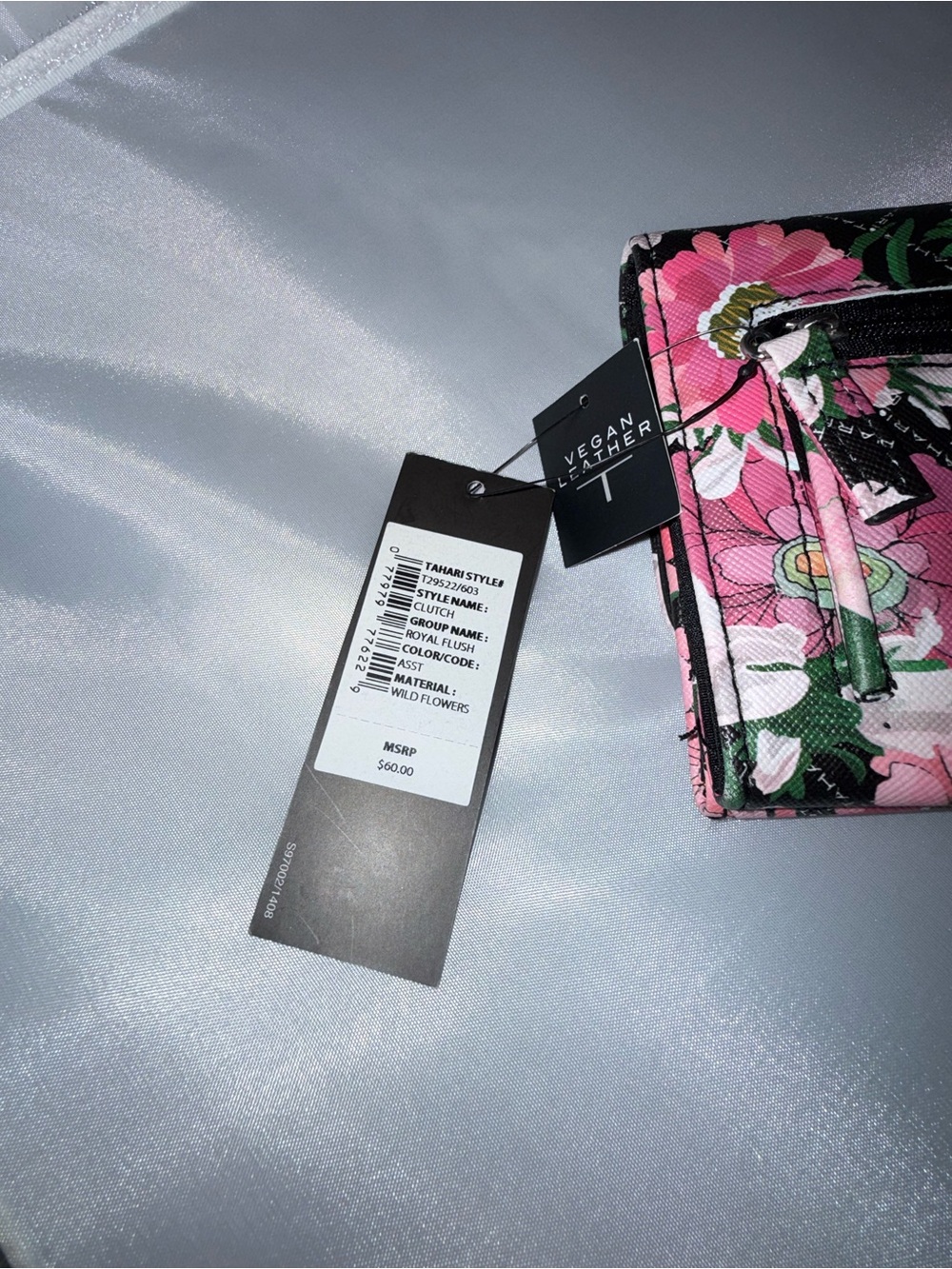 Tahari Pink Floral Wallet Clutch with Metal Logo - Picture 3 of 6